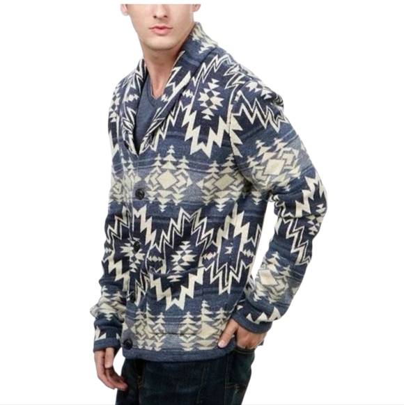 Lucky Brand Unisex Shawl Collar Cardigan Aztec Southwestern 100% Cotton Medium - Picture 2 of 12